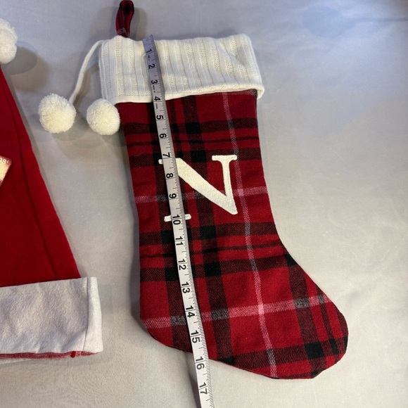 Plaid Red, Black & White Christmas Stocking with Complimentary Santa Hat, Adult - Picture 3 of 5